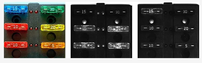 左：實際部分；中：紅光（不清楚的數字）；右：藍光（清晰的數字）.png
